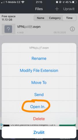 OpenVPN iOS - Open in